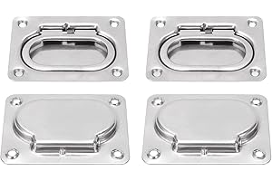 SEPTPENTA 4 Tiradores de Anillo Empotrado de Acero Inoxidable 316, Peso Ligero,Tamaño Pequeño, Tirador de Anillo Empotrado, Manija de Cubierta de Elevación para Una Amplia Aplicación en Barcos
