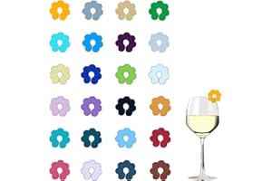 ONPERPOE Glasmarkierer Silikon 24 Stück Glas Markierung Trinkgläser Bierflaschen Markierung Wiederver Wendbare Glasmarkierer Gläser Markieren Party Glasmarker Glass Marker für Weinglas Tassen Trinkglas