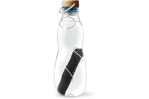 BLACK + BLUM Black+Blum - Eau Good Glass Water Bottle - Leak Proof Borosilicate Glass Bottle with Screw-Fit Wood Fibre Lid, Carry Loop and Protective Sleeve - Ocean - 650ml