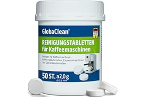 GLOBACLEAN 50 tabletek czyszczących do ekspresów do kawy - 2 g - kompatybilne z Jura, Siemens, Delonghi, Philips, Saeco, Melitta, Krups, Bosch, Miele i wielu innych.