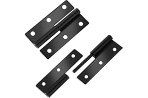 Molain Lot de 2 charnières de porte arrondies noires mates, 6,3 cm, en acier inoxydable, amovibles, anti-rouille, sans couinement, pour porte avant et arrière, porte de chambre à coucher, porte de