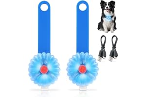 Dokkita Collier Lumineux Rechargeable pour Chien 2pcs, Lumiere Chien Nuit Rechargeable avec 3 Modes de Lumière, Pendentif Lumineux Chien, Lampe de Sécurité LED Clignotant Dans la Nuit pour Chien Chat