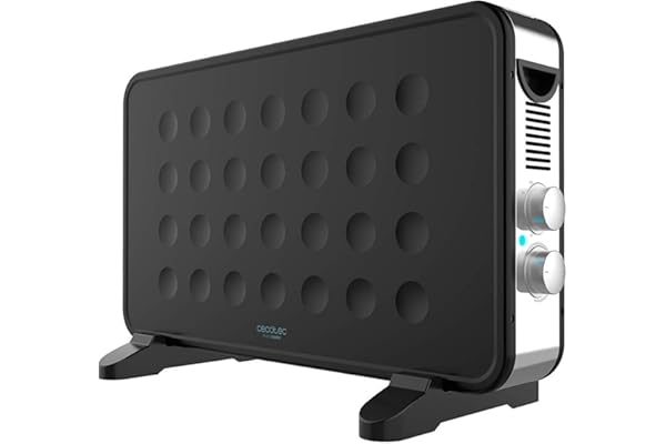 Cecotec Radiador Eléctrico Bajo Consumo Ready Warm 6550 Turbo Design. 2000 W, Termostato regulable, 4 Modos, Soporte de pie, Protección sobrecalentamiento, 20m2