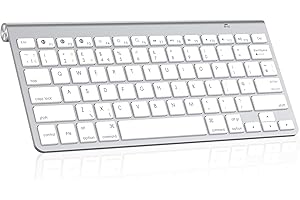PINKCAT Bluetooth Keyboard, Slim Ergonomic Keyboard Portable Silent Wireless keyboard Compatible with iPad, Apple MacBook, Tablet, PC, Smartphone, Silver