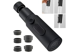 CHUAINXIN Aireador de Grifo de 360 Grados, Extensor Grifo Rociador Boquilla, Negro Filtro de Ahorro de Agua, Atomizador Burbujeador Grifo Cocina Extraible, con Adaptador para M22 a M20, M22, M24, G1/2, FM20