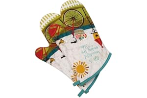 KLMNOP Cotton Cute Printed Oven Gloves Double Heat Resistant, Non-Slip Oven Mitts Durable- Soft Cotton Lining, or Grilling, Cooking, Baking, Food, Frying, Baking Premium,BBQ Mitts 1 Pair Bicycle