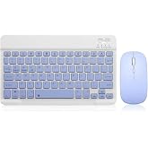 Şık Tasarımlı Bluetooth Kablosuz Klavye ve Mouse Seti | Android, iOS ve Windows Uyumlu | Şarj Edilebilir, Taşınabilir ve Sess