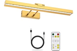 HURYEE Picture Lights for Wall,Wireless Picture Light Rechargeable Dimmable and 3 Colour Temps,Battery Operated Wall Lights Rechargeable Wall Lights Indoor,Wall Lights with Remote Control Timer-Gold