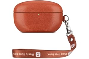 Haobobro [Custom Series] Sony WF-1000XM5 skórzane etui Case z paskiem do noszenia i karabińczykiem, Earbuds WF-1000XM5 skórzane etui, WF 1000XM5 skórzane etui, WF1000XM5 Leather Case Cover - brązowa