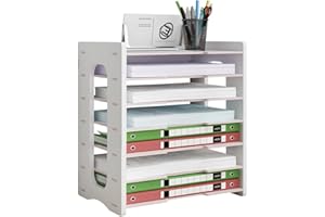 HGGZEG Organizador de archivos de escritorio de madera, bandeja de papel A4, soporte de archivos de escritorio, estante de almacenamiento de documentos, organizador de escritorio para suministros de oficina