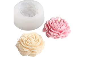 Lucywey Candle Mould, Silicone Peony Flower, 3D DIY Food Grade Mold for Soy Wax, Beeswax - Candles, Chocolate, Cakes, Ice Cream, Soap, Resin, Baking DIY, 180 ml, 2 pieces