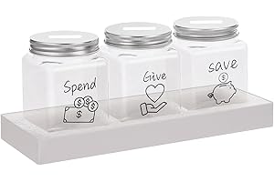 Mczcent Spend Save Give Piggy Bank for Kids, Money Coin Savings Piggy Bank Jar Box for Kids Child Safe Money Saver, Teach Children About Giving Spending Saving Money Piggy Box for Boys Girls