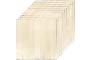 DOITEM Lot de 10 Feuilles de Bois de Balsa Fines - 100 x 100 x 2 mm - pour Cricut Maker - pour Travaux Manuels, Peinture, Modélisme, Projets Gravés