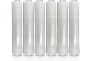G4GOODS® 6 Rolls Clear Cling Film 500mm x 250m x 23mu – (1.80kg) Standard Core Tear Resistant Shrink Wrap & Stretch Wrap Water & Moisture Proof Industrial Cling Film Multi-Use Pallet Wrap & Furniture