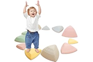 E-Solem Pierres d'équilibre pour Enfants Pierres de Rivière Sensoriel Motricité Jouets Parcours d'obstacles Indoor Outdoor Équipement de Jeu Améliorer l'équilibre Coordination Force Cadeau Pour Ans 3+
