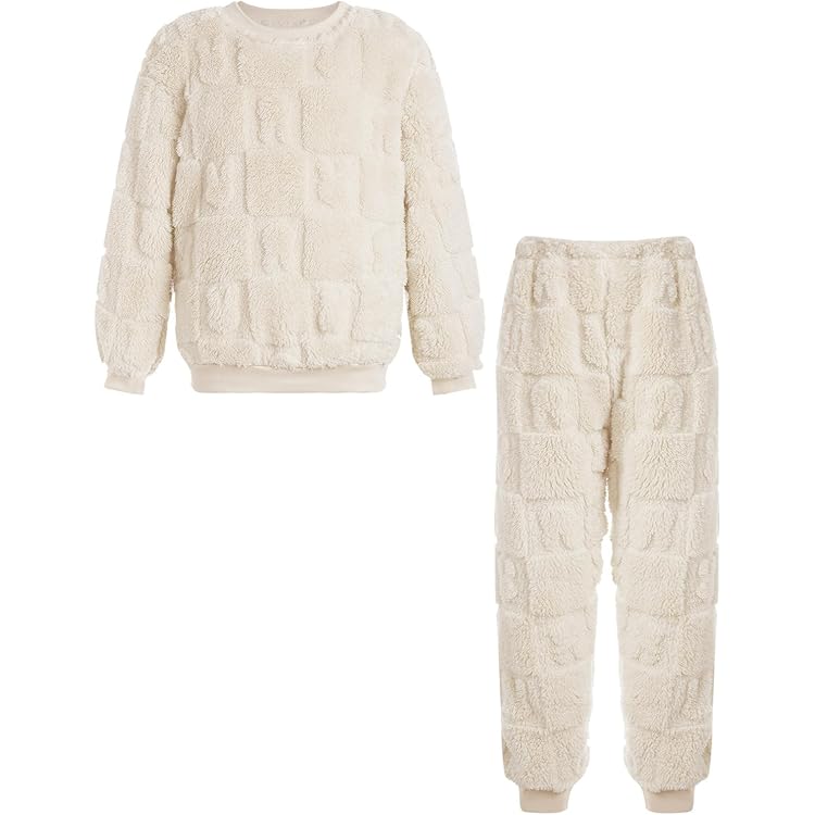 Pyjama Enfant Chaud En Polaire - Ensemble Couleur Unie - Pour Garçons Et Filles - Pantalon Jogging + Haut - Doux Et Moelleux