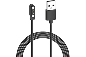 Hafiuege Reloj Inteligente Cable Carga Magnético, Universal SmartWatch USB Cargador Magnético, 2 Pines Espaciado de Pines 4mm Negro, para Reloj/Fitness Tracker