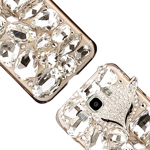 Bling Bling Galaxy A5 2017 Hülle, MOMDAD Handmade Diamant Transparent Schutzhülle für Samsung Galaxy A5 2017 A520 Glitzer Glänzend Handyhülle [Cartoon Fuchs Fox] PC Hart Case Cover Luxus Crystal Strass Shining Handgefertigt Schutz Kratzfeste Stoßdämpfende Handy Tasche Schale Bumper – Diamond # 5 - 2