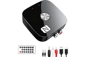 Bluetooth 5.3-mottagare, Bluetooth-adapter med RCA 3,5 mm AUX-uttag | Stereo HiFi ljudmottagare för bil, , , hemmabiohögtalare, inbyggt batteri, med NFC-funktion