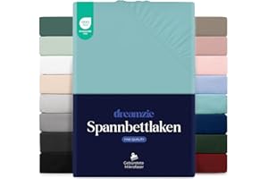 Dreamzie - Spannbettlaken 150x200 | Mikrofaser Weich – Für Dicke Matratzen – Oeko-Tex | Komfort, Atmungsaktivität, Pflegeleicht – Aqua