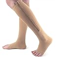AAHNA E MALL Zip socks Compression Socks with Zipper Supports Leg Knee Stockings Open Toe Calf Support Best Support Zipper Stocking For Edema, Swollen, Nurses (MultiColor)