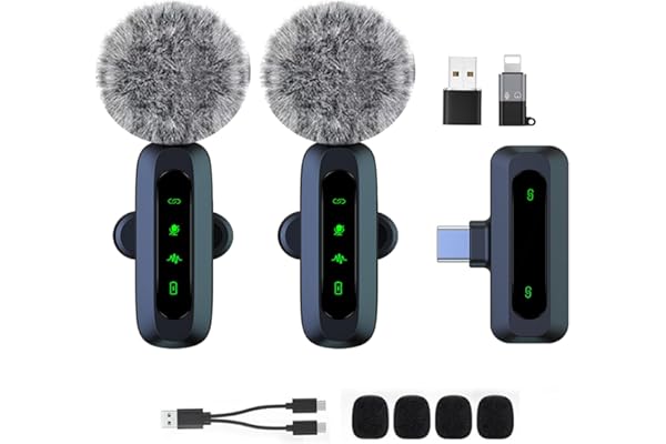 Mini micrófono inalámbrico para Android/iPhone/iOS/PC/Laptop micrófono Lavalier de solapa con reducción de ruido para grabación, micrófono de clip, para grabación de video, Tiktok, Youtube, Vlog