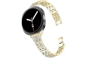 DEALELE Paski kompatybilne z zegarkiem Samsung Galaxy Watch 8 40 mm / 44 mm / 8 Classic 46 mm, błyszcząca diamentowa metalowa bransoletka zastępcza dla kobiet i mężczyzn
