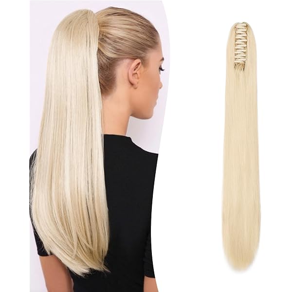 WIG ME UP Haarteil Zopf (ca. 60 Cm) – Voluminös, Glatt, Lichtblond, Mit Butterfly-Klammer & Gummizug