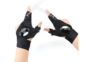 LOCKGO Fishing Gifts for Men, Cool Tech Gadget for Men LED Fishing Gloves 1 Pair with Lights, Flashlight Torches Glove Fish Catch Outdoors, Mens Father Husband Gift Birthday Christmas Stocking Fillers, Black