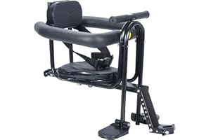 PEESHON Siège de Vélo Avant pour Enfants, Siège Avant de Vélo Amovible avec Garde-Corps, Dossier et Pédales, pour Enfants de 2 à 6 Ans (jusqu'à 30 kg), Convient aux VTT, Vélos de Ville