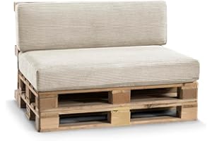 ‎GUTEKISSEN Gutekissen® Palettenkissen, Gartensofakissen, Sitzkissen, Rückenlehne gefüllt mit Poulirette-Schaum, viele Farben und Größen PFL (Set (Sitzkissen 120x80 +Rückenlehne 120x40), Beige)