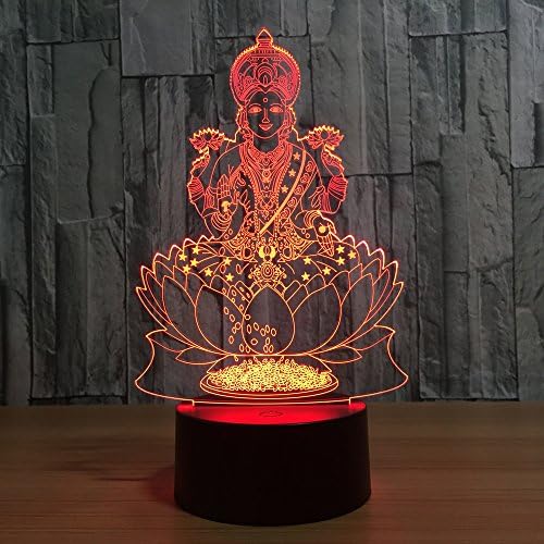 Leisurely Lazy Buddha Shape 3D Optical Illusion Lamp 7 Colors Change and 15 Keys Remote Control Children Kids Bedside Table LED Night Light