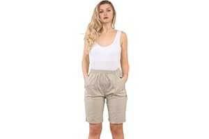Style Lockers® Ladies Cherry Berry Shorts, Women Plain Capri Length Stretch Fit Pull On Elasticated Waist Summer Crop Short Pants Plus Size UK 10-20