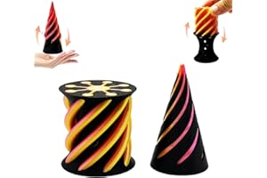 ACKYGETRICH Impossible Pyramid Passthrough Sculpture - 2Pcs 3D Printed Spiral Cone Fidget Toy, Stress and Anxiety Relief Toy, Pass Through Pyramid Fidget Toy for Adult Children (yellow)