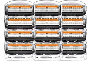 PEXIVOZ 12 Pezzi Lamette da uomo per rasoio,Per Lamette Gillette Fusion 5 Ricariche, lame di ricambio a 5 strati,Adatta ai Pulire la Barba e I Peli Delle Gambe Regali per Padri e Fidanzati(nero)