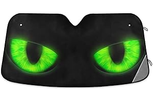 ODAWA Car Windscreen Sun Protection Green Cat Eyes Foldable Sun Protection Blocks UV Rays Keep Vehicle Cool