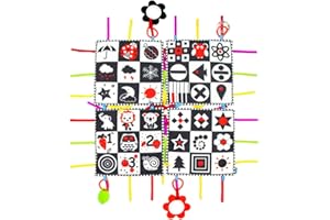 LICHENGTAI Tummy Time Mat dla niemowląt, czarno-biała mata sensoryczna dla noworodków, Montessori Sensory Crawling Toys maty do zabawy dla dzieci, zabawki sensoryczne dla dzieci