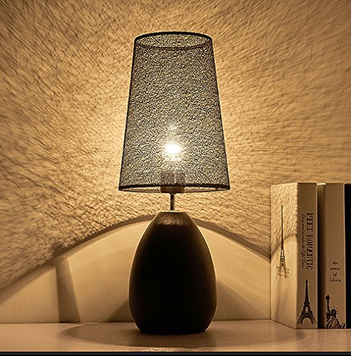Preisvergleich Produktbild ELINKUME Tischlampe, Nachttischlampe Tischlampe für Schlafzimmer, amerikanischem Stil Tischlampe, einfachen und modernen Lampe (schwarz)