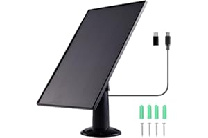 VBESTLIFE 8W Solar Panel Charger for Outdoor Security Cameras, with Micro USB & USB C Port, for Ring, for Reolink Camera, 9.8ft Cable, 360° Adjustable (Black)