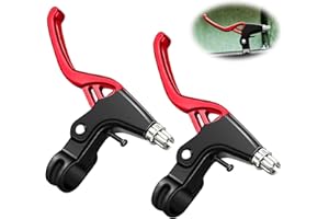 QKTYB 1 Pair Bicycle Brake Levers Universal Full Aluminium Alloy BMX Brake Levers Hand Brakes for MTB/BMX Mountain Road Bike Bicycles Brake Handle 2.2cm Diameter (Red)