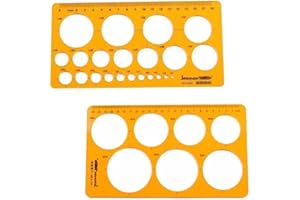 CEZKFH 2 Stück Vorlage Kunststoff Herrscher, Kreisschablone Zum Zeichnen, Kreis Schablone Vorlage, Kreis Lineal Für Zeichenhilfen, Radius Zeichnung Vorlagen Für Büro Und Schulbedar(Orange)