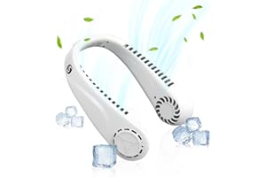 BULLA Portable Neck Fan, Neck Fans Rechargeable 5 Speeds Bladeless Fan, Neck Fans for Women and Men Rechargeable, Neck Fans for Home Office Camping Hiking (White)