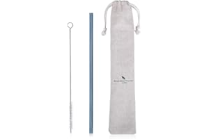 Boundless Voyage Titanium Bent et Paille Droite Deux Paille en Alliage de Titane Multicolore avec Brosse de Nettoyage pour la Maison en Plein air Voyage Camping Randonnée Boire