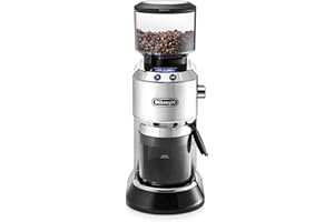 ‎DE'LONGHI De'Longhi Dedica KG 521.M Elektrische Kaffeemühle, 2,1" LCD Display mit Aroma Funktion, Vollmetallgehäuse, Edelstahl Kegelmahlwerk, einstellbare Mahlgradeinstellung, Silber