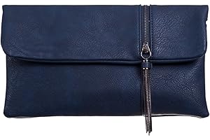 LeahWard Large Flap Envelope Clutch Bag, Women's Faux Leather Party Wedding Bag With Wrist Strap