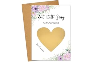 JOYEASE Zeit statt Zeug Gutschein zum selber ausfüllen - Rubbelkarten zum selber beschriften als Geburtstagskarte, Wunschgutschein - Gutscheinkarte für gemeinsame Zeit