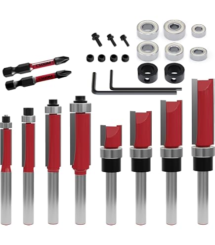 ROOCBIT Gerade Fräser-Set – 6 Stück, 1/4 Zoll Schaft, Doppelnut, Durchmesser: 1/4 Bis 3/4 Zoll