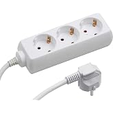 Meister 7430250 &ndash; 3-Way Power Strip (5 m Cable), White | Plastic Cable - IP20 Indoor - Power Strip - Power Strip - Power Stri