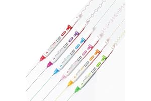 Erwoullt Curve Highlighter Pen Set, 6 Colour Dual Tip Curve Pens Highlighters Flownwing Flair Pens That Make Designs,Journal Planner Pens Curve Shapes For Art Office School Supplies