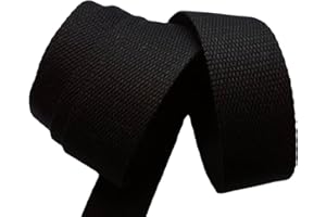 ILC MERCERIE PARADIS Ruban SANGLE Tressé - Unie ou Bicolore (23 mm / 30 mm / 40 mm) AU MÈTRE (noir, 30 mm)